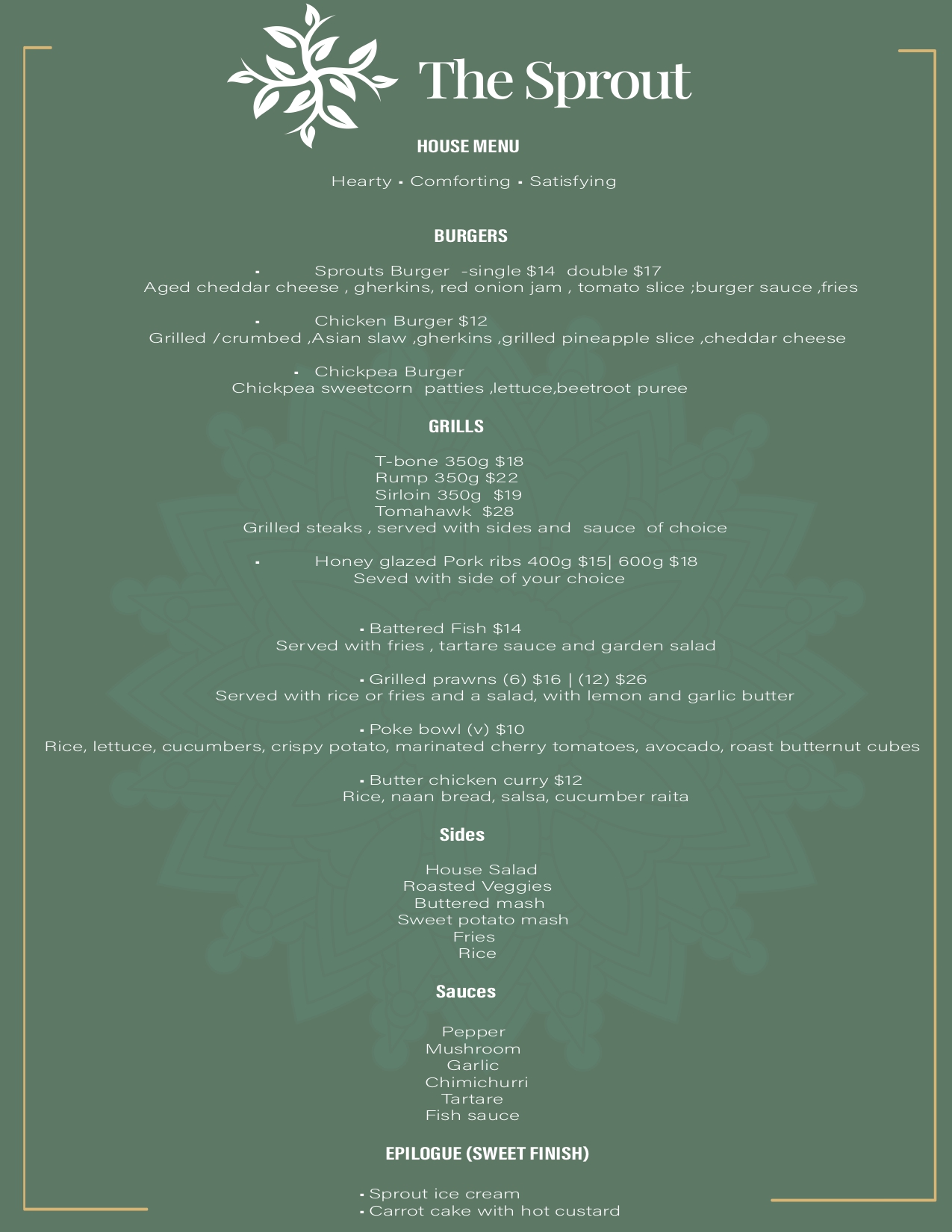 The Sprout menu page 2